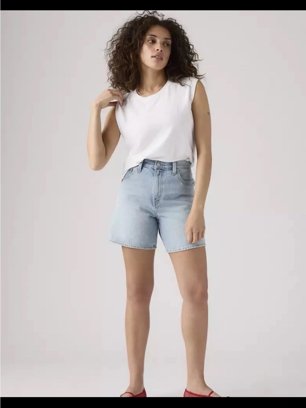 Levi's Blue Lightweight Linen+Denim High Rise Baggy Shorts - Picture 11 of 11